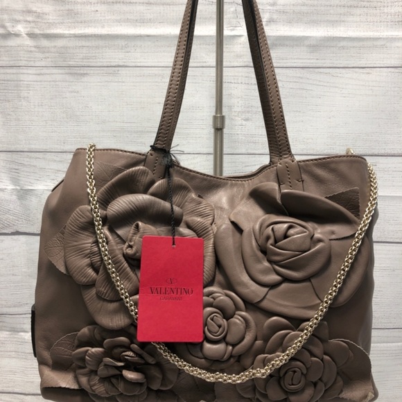 Valentino Garavani Handbags - VALENTINO GARAVANI Leather Floral Applique Tote bag
